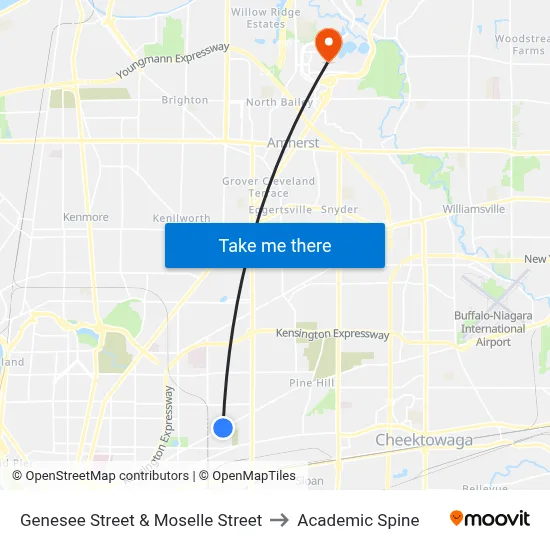 Genesee Street & Moselle Street to Academic Spine map