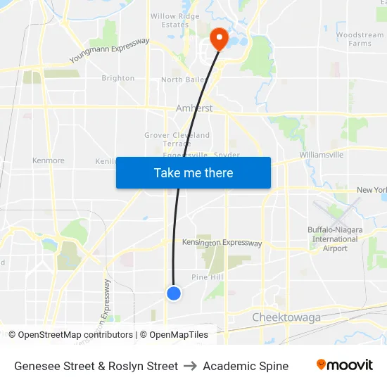 Genesee Street & Roslyn Street to Academic Spine map