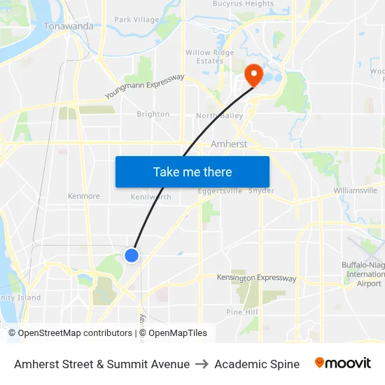 Amherst Street & Summit Avenue to Academic Spine map
