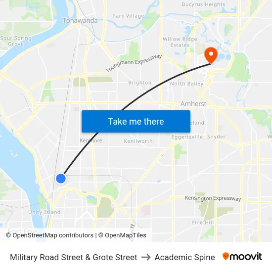 Military Road Street & Grote Street to Academic Spine map