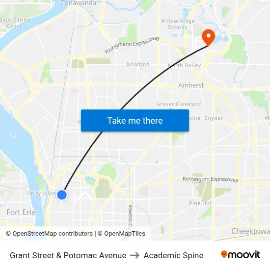 Grant Street & Potomac Avenue to Academic Spine map