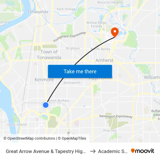 Great Arrow Avenue & Tapestry High School to Academic Spine map