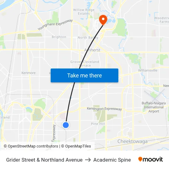 Grider Street & Northland Avenue to Academic Spine map