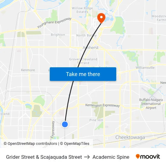 Grider Street & Scajaquada Street to Academic Spine map