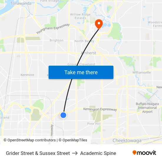 Grider Street & Sussex Street to Academic Spine map