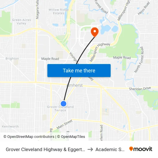 Grover Cleveland Highway & Eggert Road to Academic Spine map