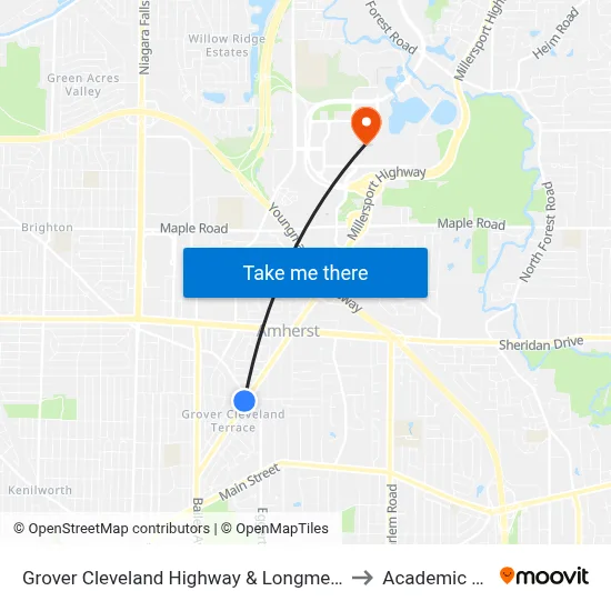 Grover Cleveland Highway & Longmeadow Road to Academic Spine map