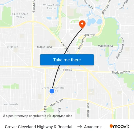 Grover Cleveland Highway & Rosedale Boulevard to Academic Spine map