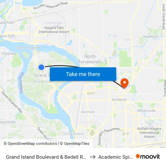 Grand Island Boulevard & Bedell Road to Academic Spine map