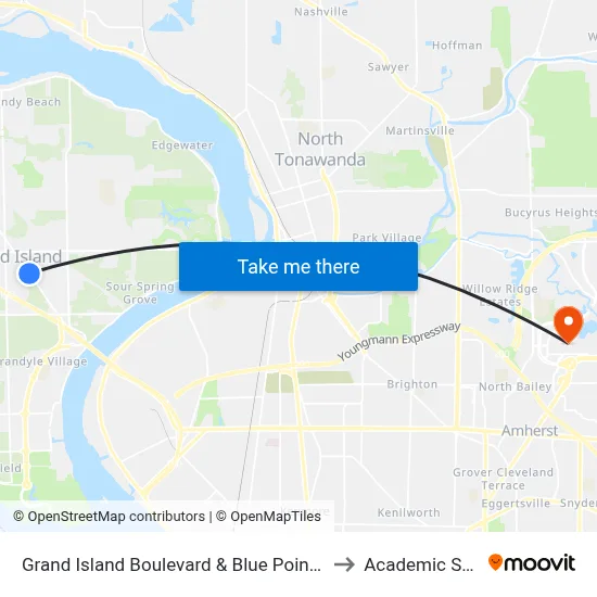Grand Island Boulevard & Blue Pointe Lane to Academic Spine map
