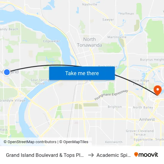 Grand Island Boulevard & Tops Plaza to Academic Spine map