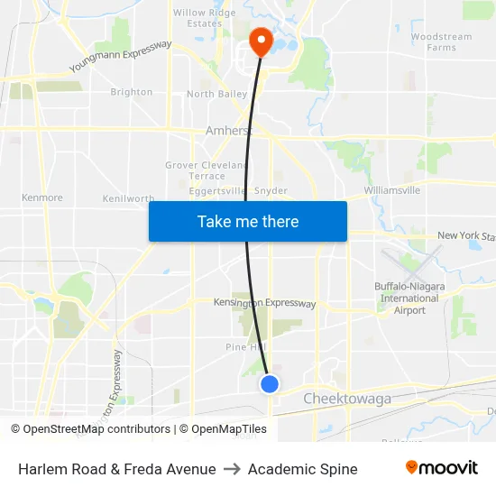 Harlem Road & Freda Avenue to Academic Spine map