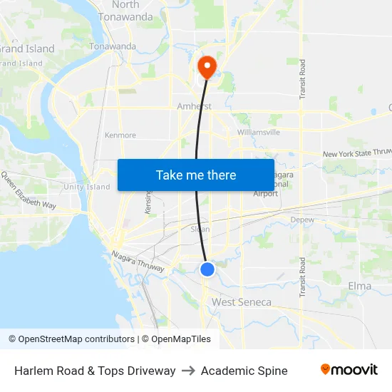 Harlem Road & Tops Driveway to Academic Spine map