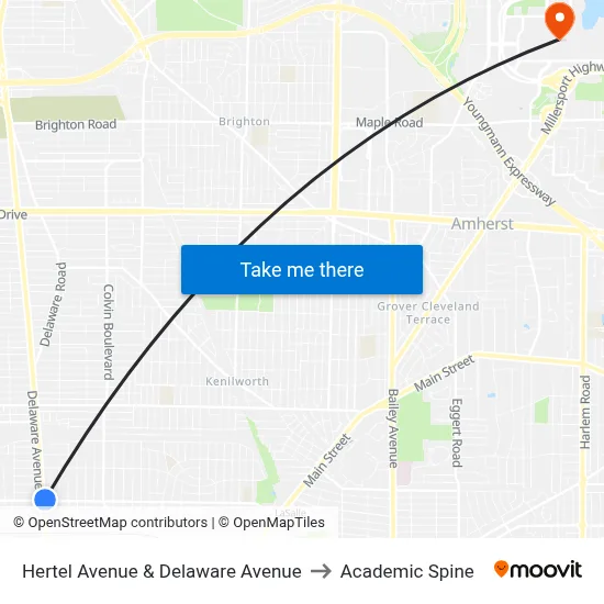 Hertel Avenue & Delaware Avenue to Academic Spine map