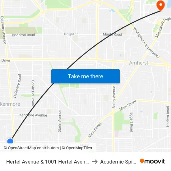 Hertel Avenue & 1001 Hertel Avenue to Academic Spine map