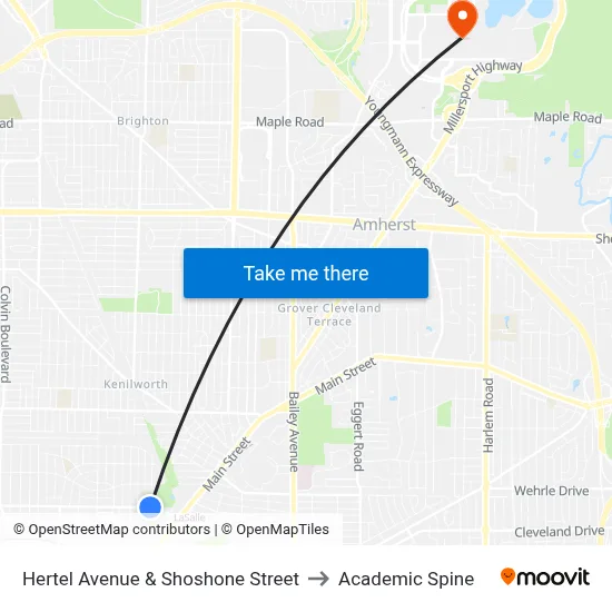 Hertel Avenue & Shoshone Street to Academic Spine map
