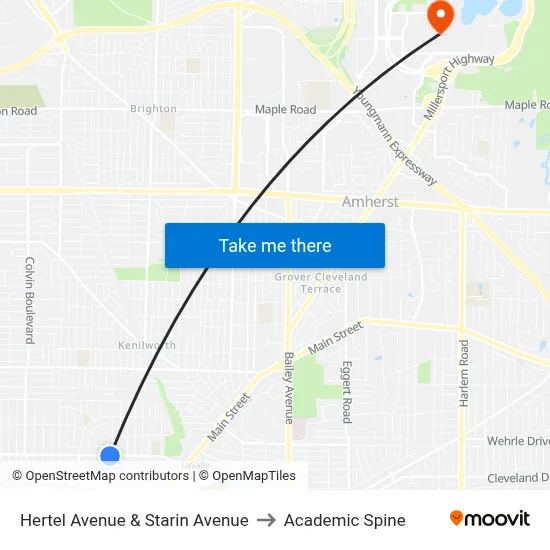 Hertel Avenue & Starin Avenue to Academic Spine map