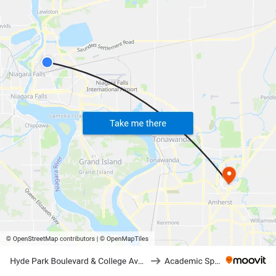 Hyde Park Boulevard & College Avenue to Academic Spine map