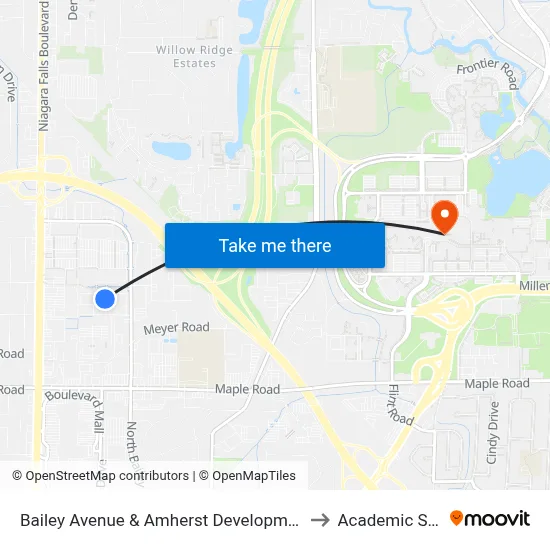 Bailey Avenue & Amherst Development Park to Academic Spine map