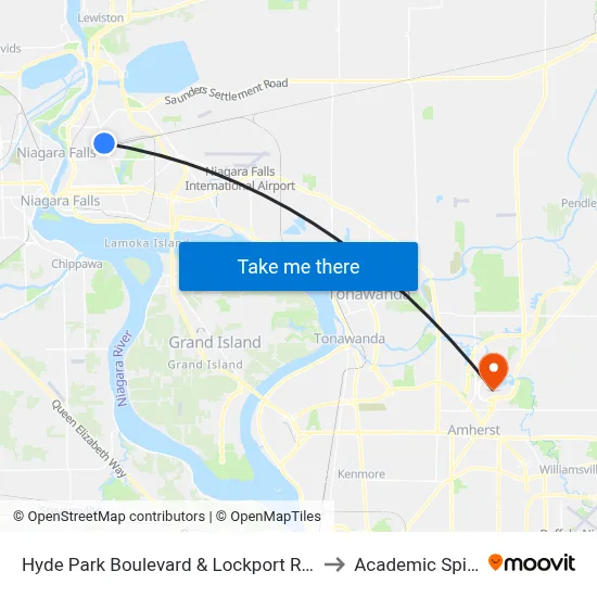 Hyde Park Boulevard & Lockport Road to Academic Spine map