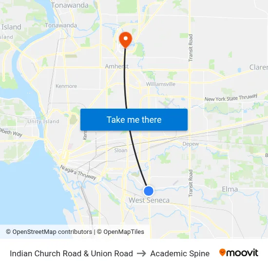 Indian Church Road & Union Road to Academic Spine map
