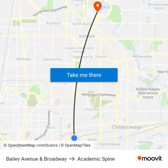 Bailey Avenue & Broadway to Academic Spine map