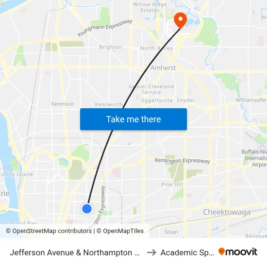 Jefferson Avenue & Northampton Street to Academic Spine map