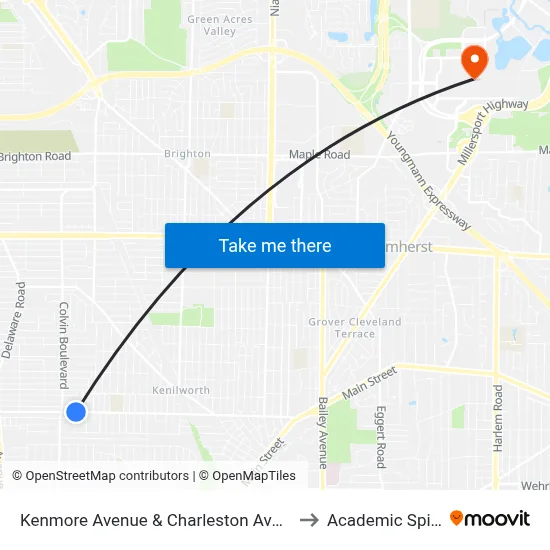 Kenmore Avenue & Charleston Avenue to Academic Spine map
