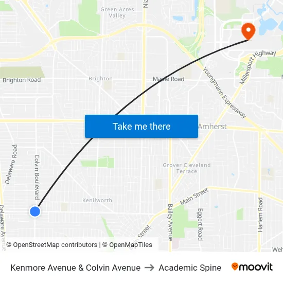 Kenmore Avenue & Colvin Avenue to Academic Spine map