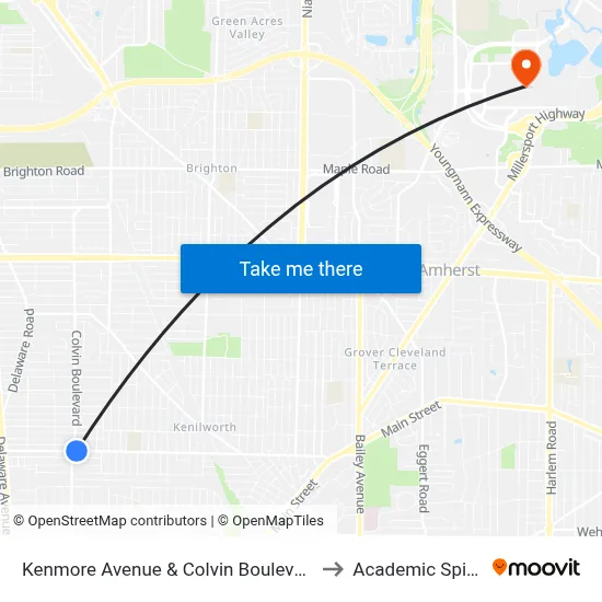Kenmore Avenue & Colvin Boulevard to Academic Spine map