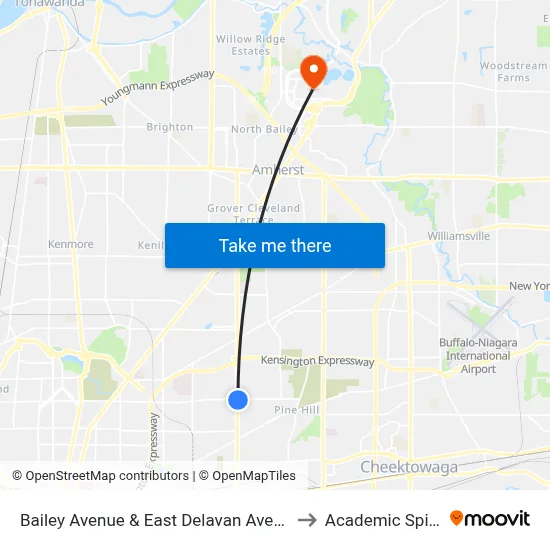 Bailey Avenue & East Delavan Avenue to Academic Spine map
