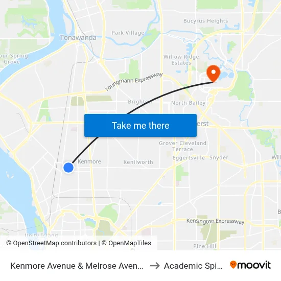 Kenmore Avenue & Melrose Avenue to Academic Spine map