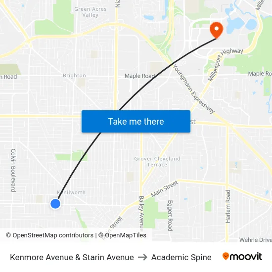 Kenmore Avenue & Starin Avenue to Academic Spine map