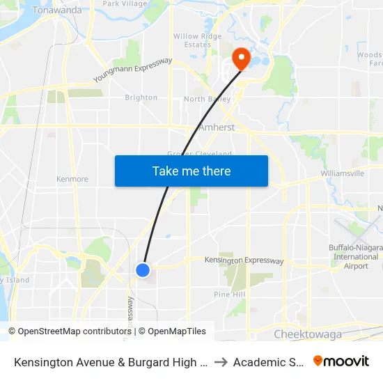 Kensington Avenue & Burgard High School to Academic Spine map