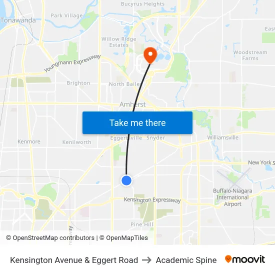 Kensington Avenue & Eggert Road to Academic Spine map