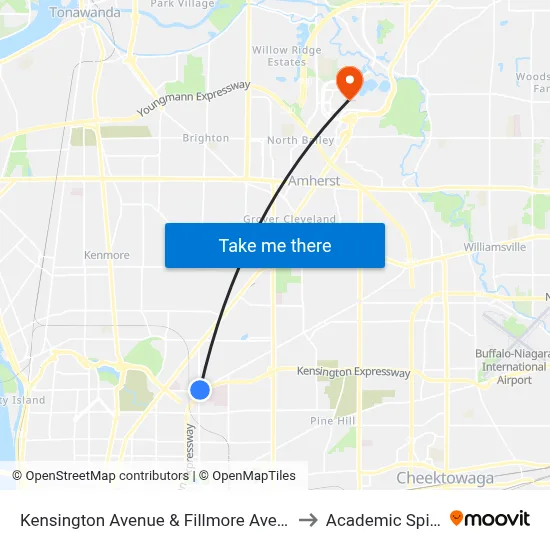Kensington Avenue & Fillmore Avenue to Academic Spine map