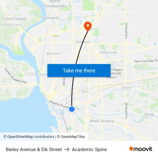 Bailey Avenue & Elk Street to Academic Spine map