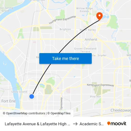 Lafayette Avenue & Lafayette High School to Academic Spine map