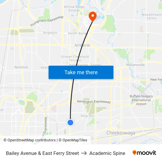 Bailey Avenue & East Ferry Street to Academic Spine map