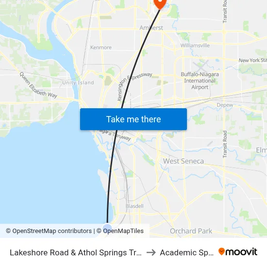 Lakeshore Road & Athol Springs Transit to Academic Spine map