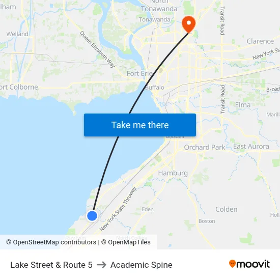 Lake Street & Route 5 to Academic Spine map