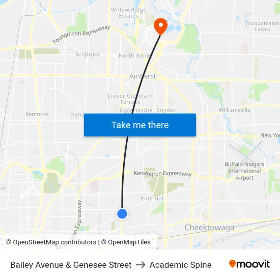 Bailey Avenue & Genesee Street to Academic Spine map