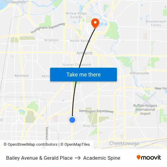Bailey Avenue & Gerald Place to Academic Spine map