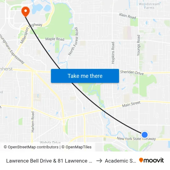 Lawrence Bell Drive & 81 Lawrence Bell Drive to Academic Spine map