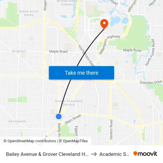 Bailey Avenue & Grover Cleveland Highway to Academic Spine map