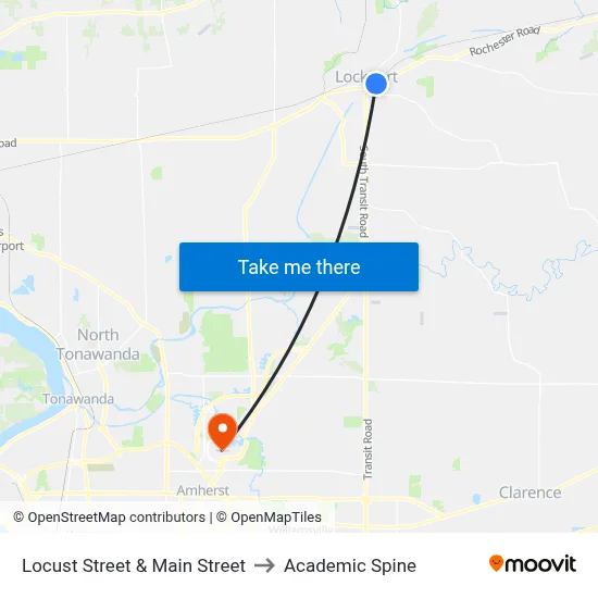 Locust Street & Main Street to Academic Spine map