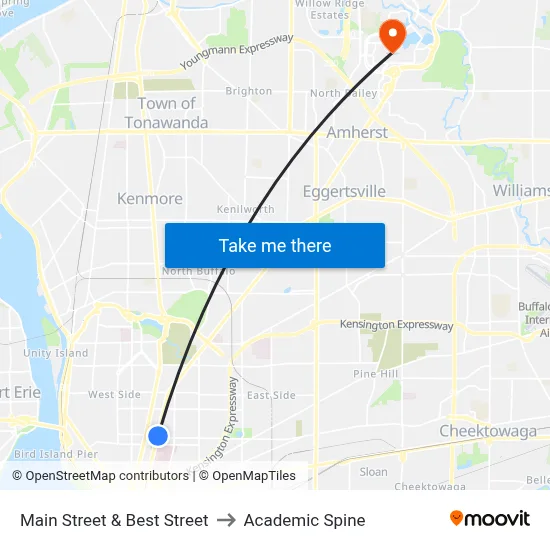 Main Street & Best Street to Academic Spine map