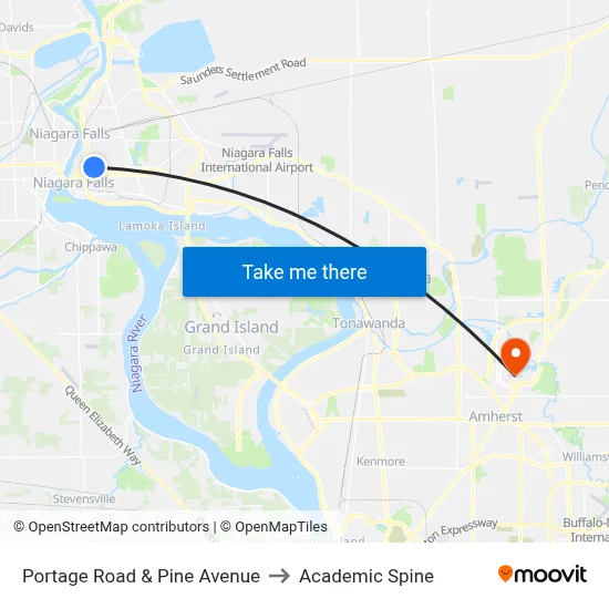 Portage Road & Pine Avenue to Academic Spine map