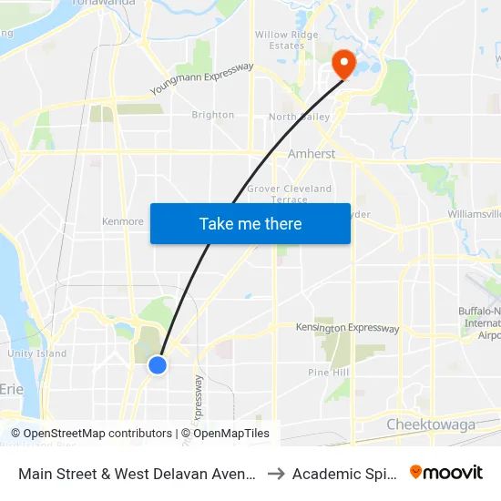 Main Street & West Delavan Avenue to Academic Spine map