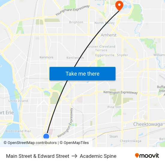 Main Street & Edward Street to Academic Spine map